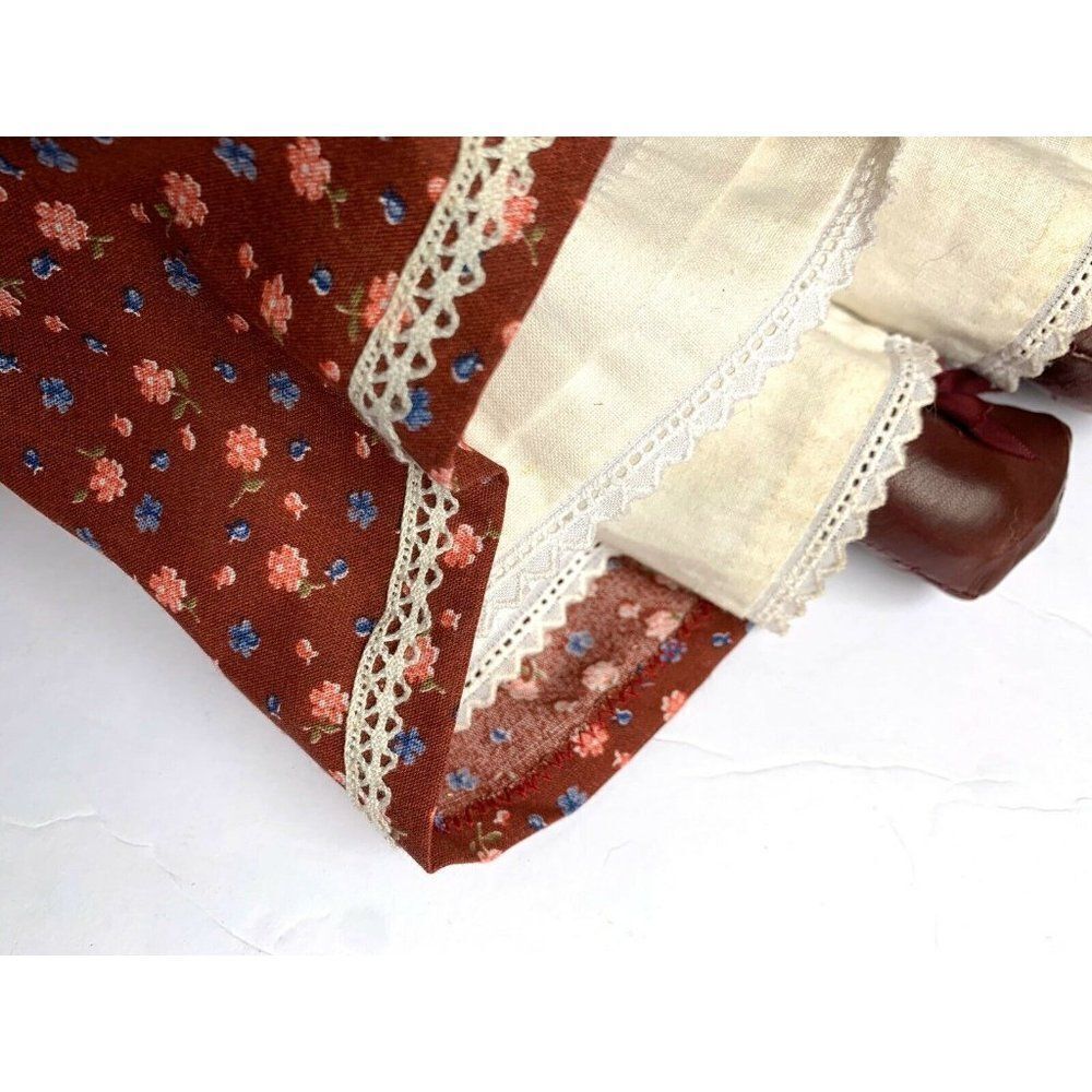 Hand Made Vintage Soft Body Rag Doll 17” Fabric Victorian Petticoat Velvet Red - Picture 9 of 12